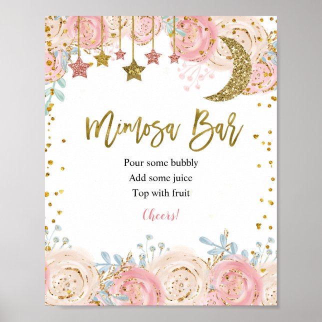 Gold twinkle twinkle star Mimosa Bar Sign (Front)