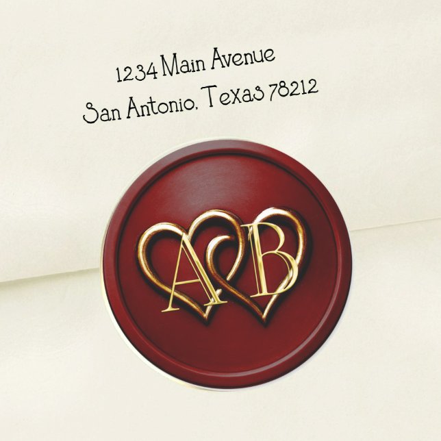Gold Two Hearts Intertwined Wedding Gold Classic Round Sticker (Creator Uploaded)