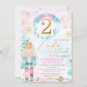 Gold Two Land of Sweets Nutcracker Birthday Invitation