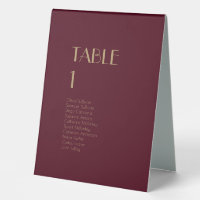 Gold Type Deco | Burgundy Guests Table Tent Sign