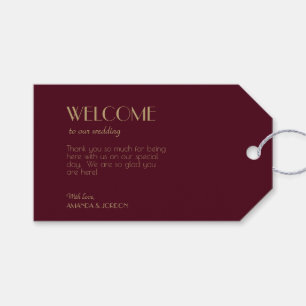 Gold Type Deco Burgundy Wedding Gift Tags