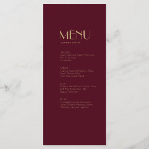 Gold Type Deco   Burgundy Wedding Menu