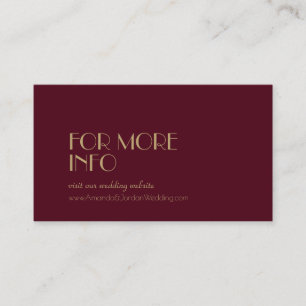 Gold Type Deco Burgundy Wedding Website Enclosure Card