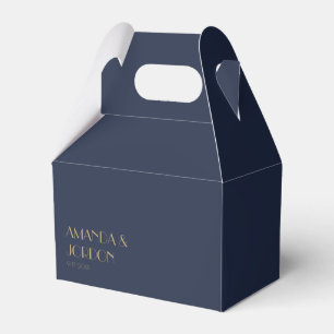 Gold Type Deco   Dark Navy Wedding Gable Favour Bo Favour Box