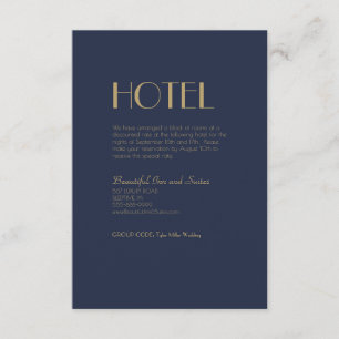 Gold Type Deco   Dark Navy Wedding Hotel Enclosure Card