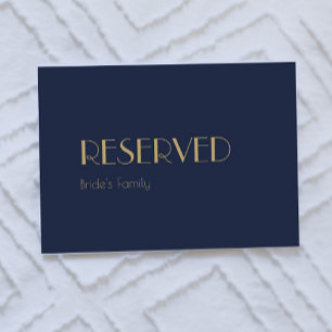 Gold Type Deco Dark Navy Wedding Reserved Sign