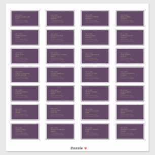 Gold Type Deco Dark Purple Guest Address Label