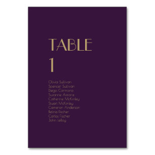 Gold Type Deco Dark Purple Table Number Guests
