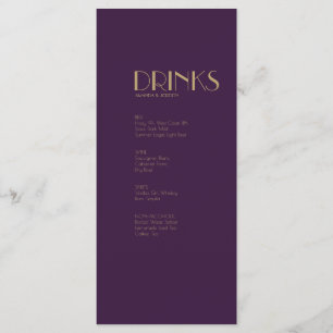 Gold Type Deco   Dark Purple Wedding Drink Menu