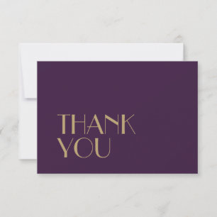 Gold Type Deco Dark Purple Wedding Flat Thank You