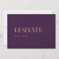 Gold Type Deco | Dark Purple Wedding Reserved Sign