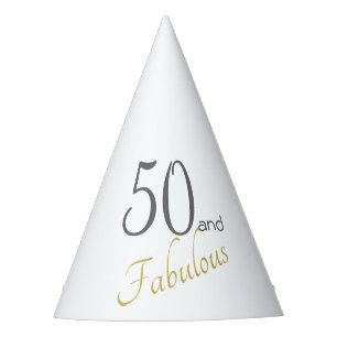 Gold typography 50th Birthday  50 and Fabulous Party Hat