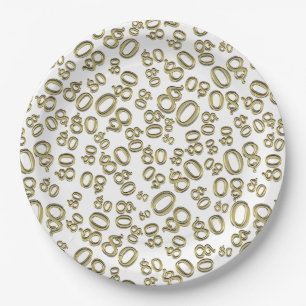 Gold Typography Any 80th Event Party/Celebration Paper Plate