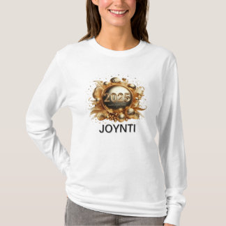 Gold typography happy new year 2025 women T-Shirt