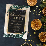 gold typography leaf snow elegant chic Christmas Invitation<br><div class="desc">A modern,   chic and elegant  gold typography Floral green watercolor Christmas party invitation with hand painted green watercolor leaf foliage on a chic yellow gold gradient with white snow and snowflakes..</div>