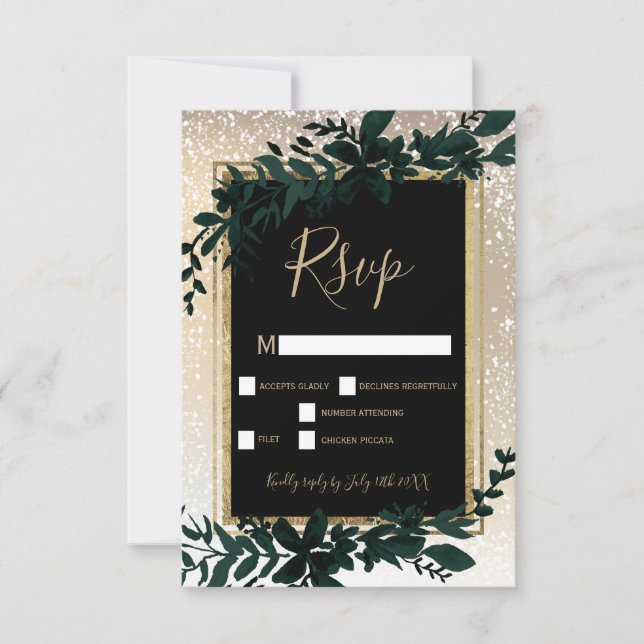gold typography leaf snow elegant winter rsvp (Front)