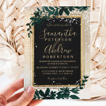 gold typography leaf snow elegant winter wedding invitation<br><div class="desc">A modern,   chic and elegant  gold typography Floral green watercolor Christmas winter wedding party invitation with hand painted green watercolor leaf foliage on a chic yellow gold gradient with white snow and snowflakes..</div>