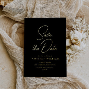 gold typography lettering wedding Save the Date