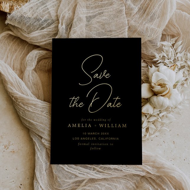 gold typography lettering wedding Save the Date (Creator Uploaded)