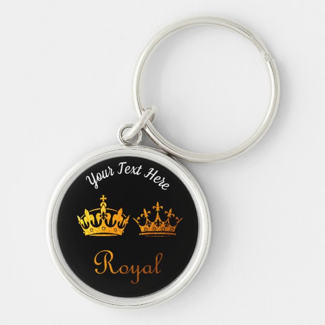 Gold Typography: Royal Crowns Key Ring (Front)