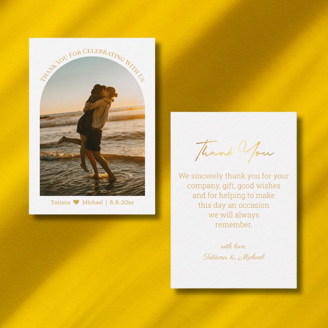 gold typography thank you wedding photo card (Creator Uploaded)