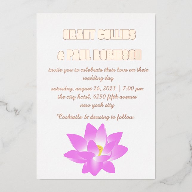 Gold Typography Wedding Foil Invitation (Front)