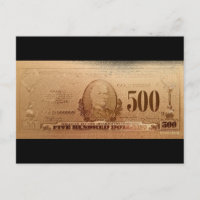Gold U.S. 500 Dollar Bill Front