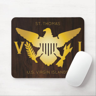 Gold U.S. Virgin Islands Flag, Dark Wood Mouse Pad
