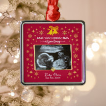 Gold Ultrasound Photo 1st Xmas Expecting Keepsake