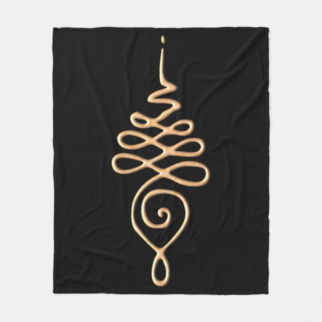 Gold Unalome Fleece Blanket (Front)