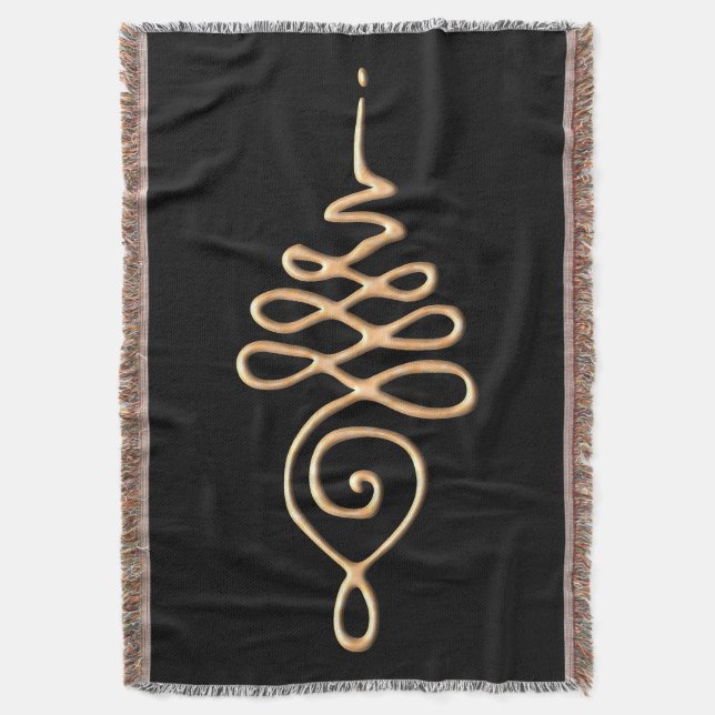 Gold Unalome Throw Blanket (Front Vertical)