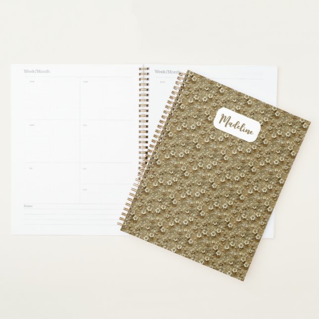 Gold Undated Floral Planner Book  (Display)