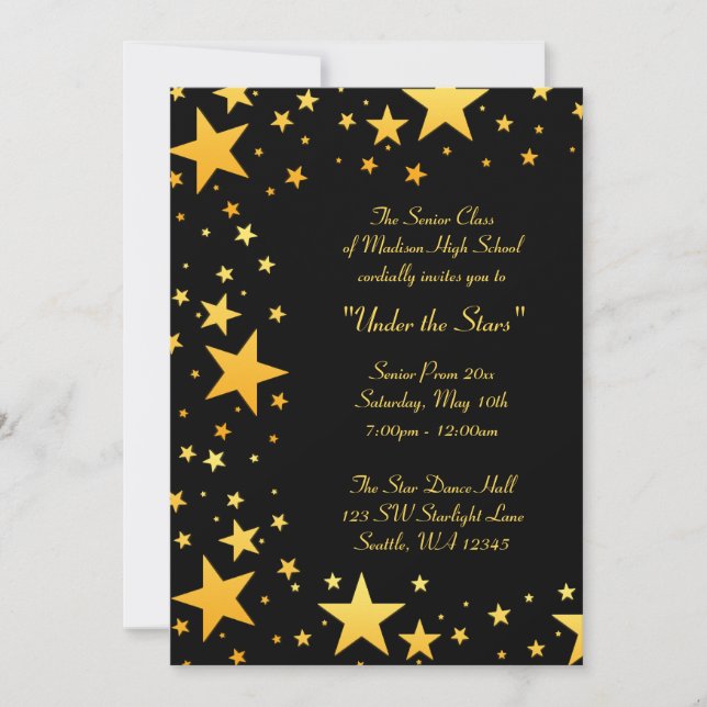 Gold Under the Stars Prom Formal Invitations (Front)