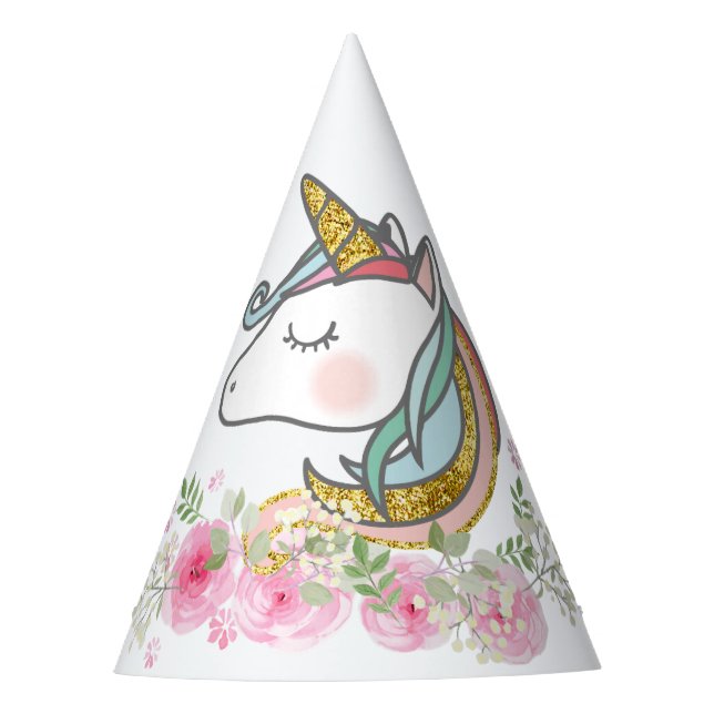 gold unicorn party hat (Front)