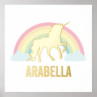 Gold Unicorn Personalised Name