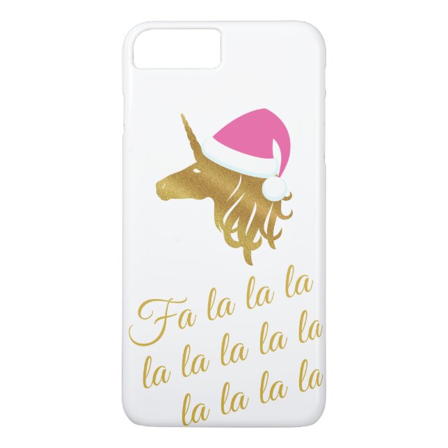 Gold Unicorn Wearing Pink Santa Hat Case-Mate iPhone Case (Back)