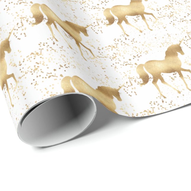 Gold Unicorn Wrapping Paper (Roll Corner)