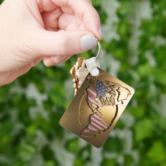 Gold United States Map #3 Key Ring (Hand)