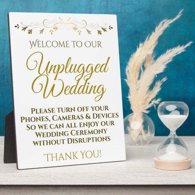 Gold Unplugged Wedding Plaque (Side)