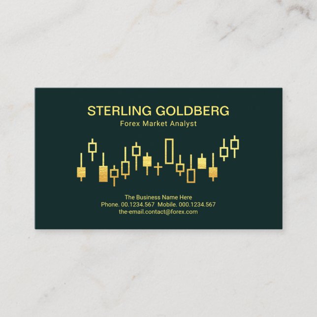 Gold Uptrend Stock Movement Graph Forex Dealer Business Card (Front)