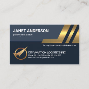 Gold Upwards Sky Lines Aviation Logistics Business Card