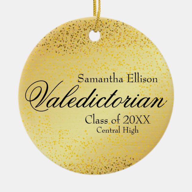 Gold Valedictorian Personalised Gold Christmas Ceramic Ornament (Front)