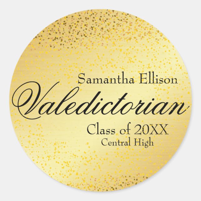 Gold Valedictorian Personalised Gold Sticker (Front)