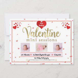 Gold Valentine Mini Sessions Photography Photo  Invitation