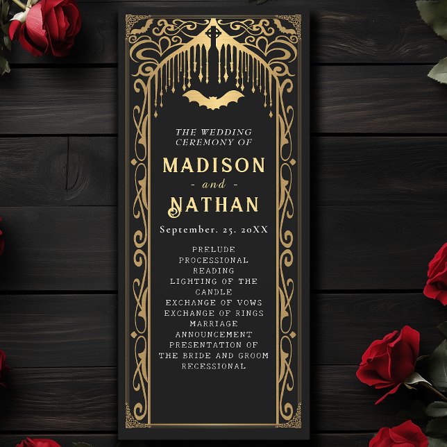 Gold Vampire Cathedral Gothic Wedding Program (Creator Uploaded)