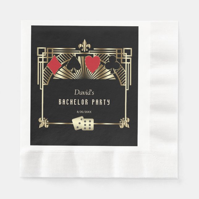 Gold Vegas Casino Royale Great Bachelor Party Napkin (Front)
