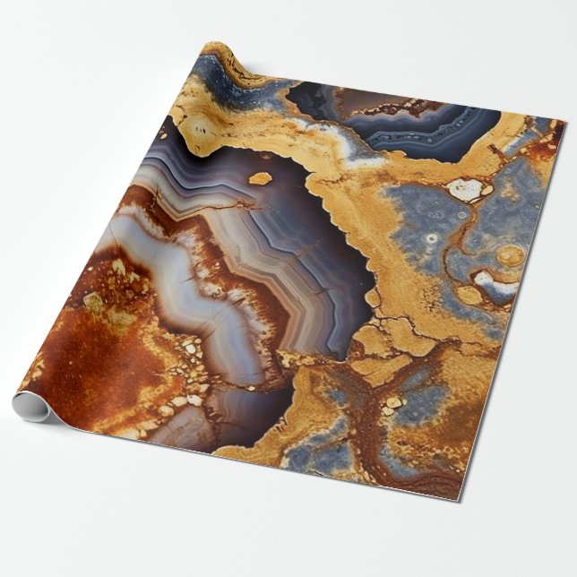 Gold Vein Agate Wrapping Paper (Unrolled)