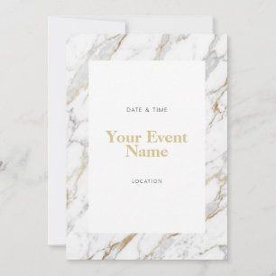Gold Vein White Marble Invitation