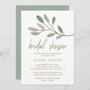 Gold Veined Eucalyptus Bridal Shower Invitation