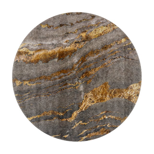 Gold-veined grey marble textured background. cutting board (Front)